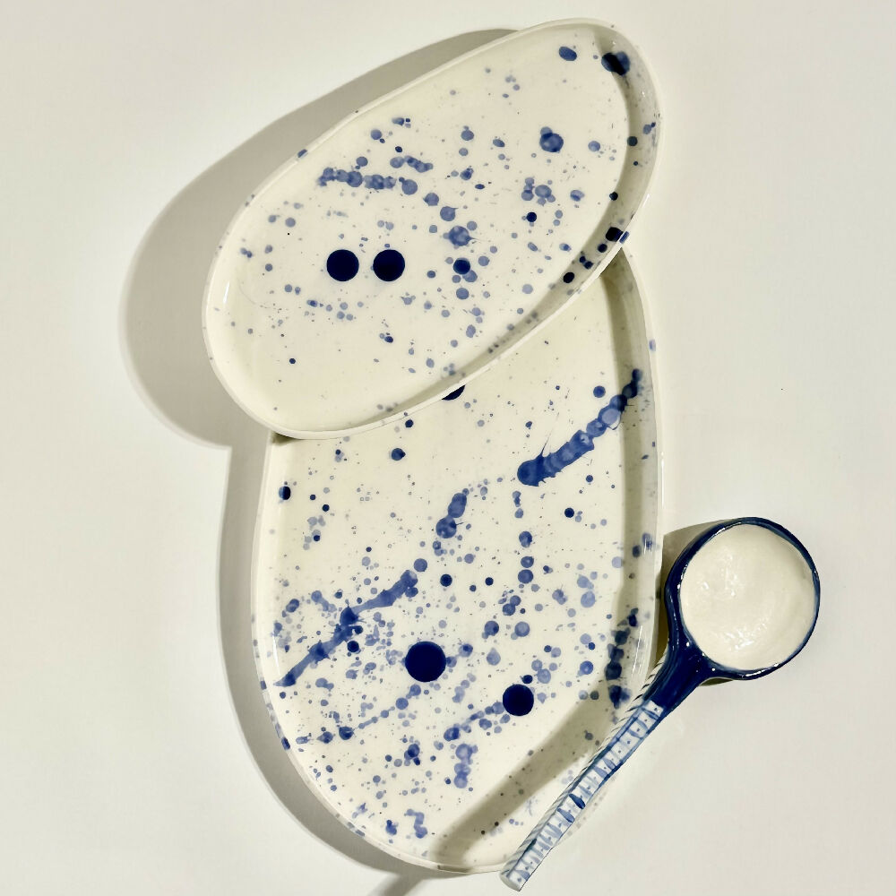 Australian-Ceramic-Artist-Ana-Ceramica-Home-Kitchen-and-Dining-Servingware-Porcelain-Platter-Set-Cobalt-Splatter-Serving-Spoon-Handmade-Pottery