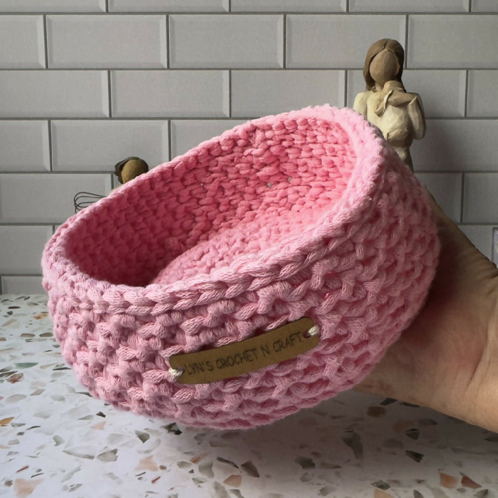 Crochet Handmade Baby Storage Basket - Pink