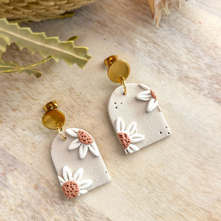 Desert Daisy Dangle Polymer Clay Earrings