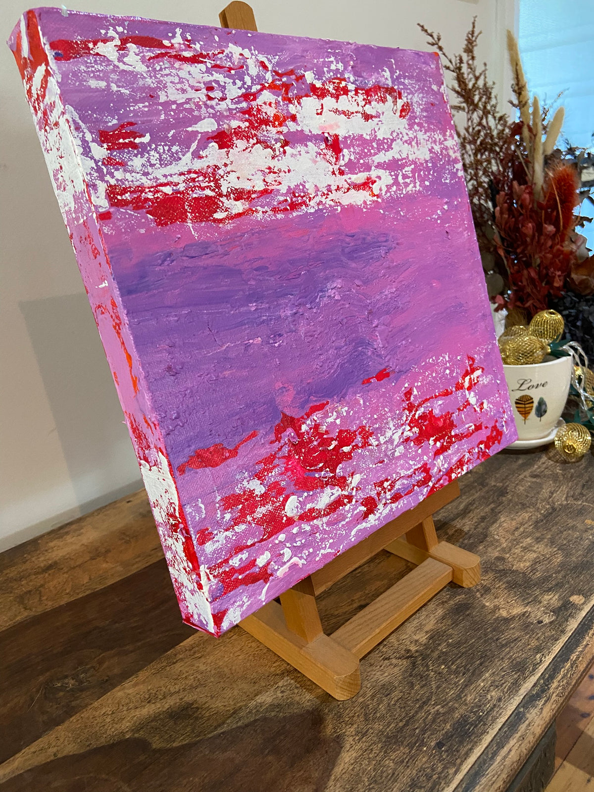 Inverted Abstract Acrylic Canvas Painting: Colorful Wall Art by Margo Humphries (30.5cm)