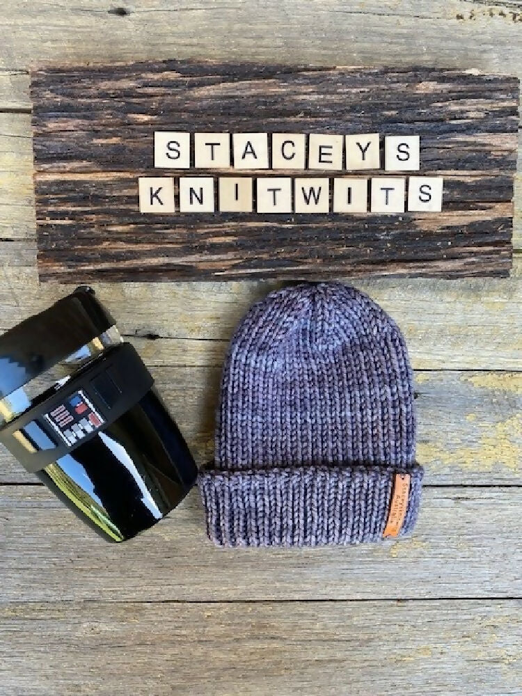 Hand Knitted Fishermans Cap Beanie Skull Cap Malabrigo Peruvian Yarn Staceysknitwits Grey Mug