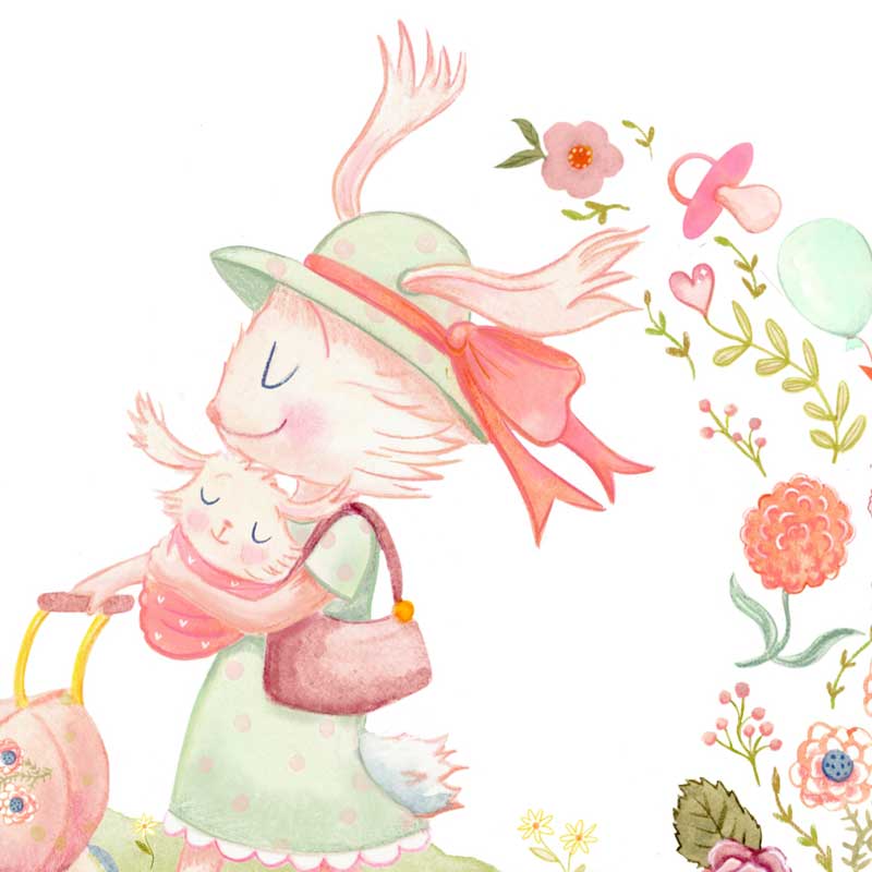 Whimsical Wall Art Watercolour Illustration Print for Baby