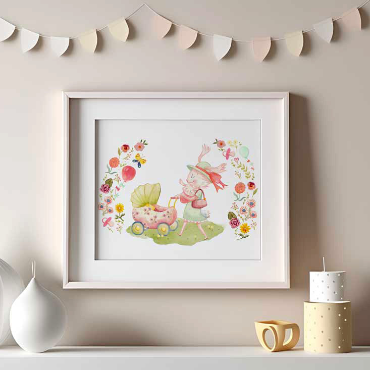 Whimsical Wall Art Watercolour Illustration Print for Baby