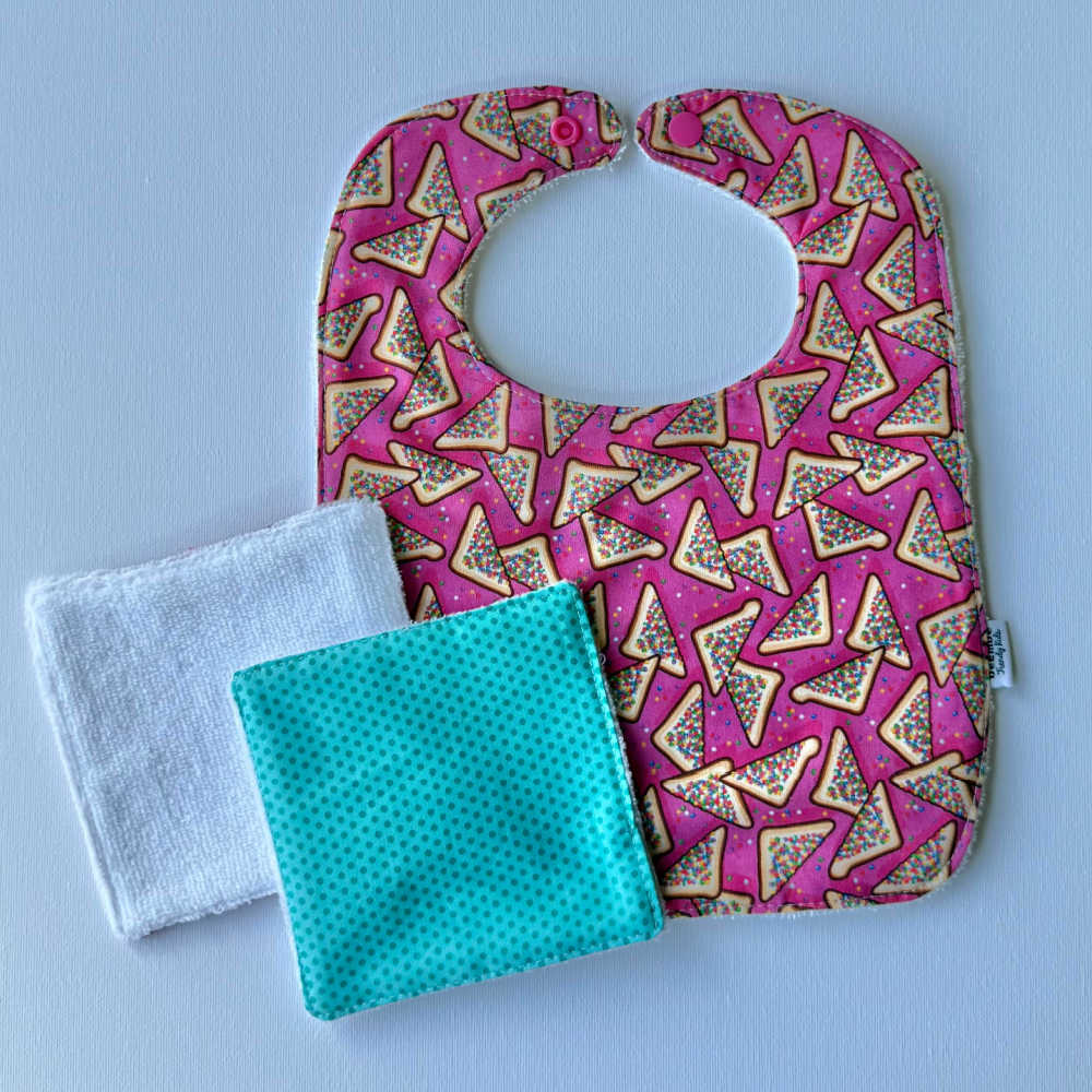 Large Size Fairy Bread Bib & Wash Cloth Set