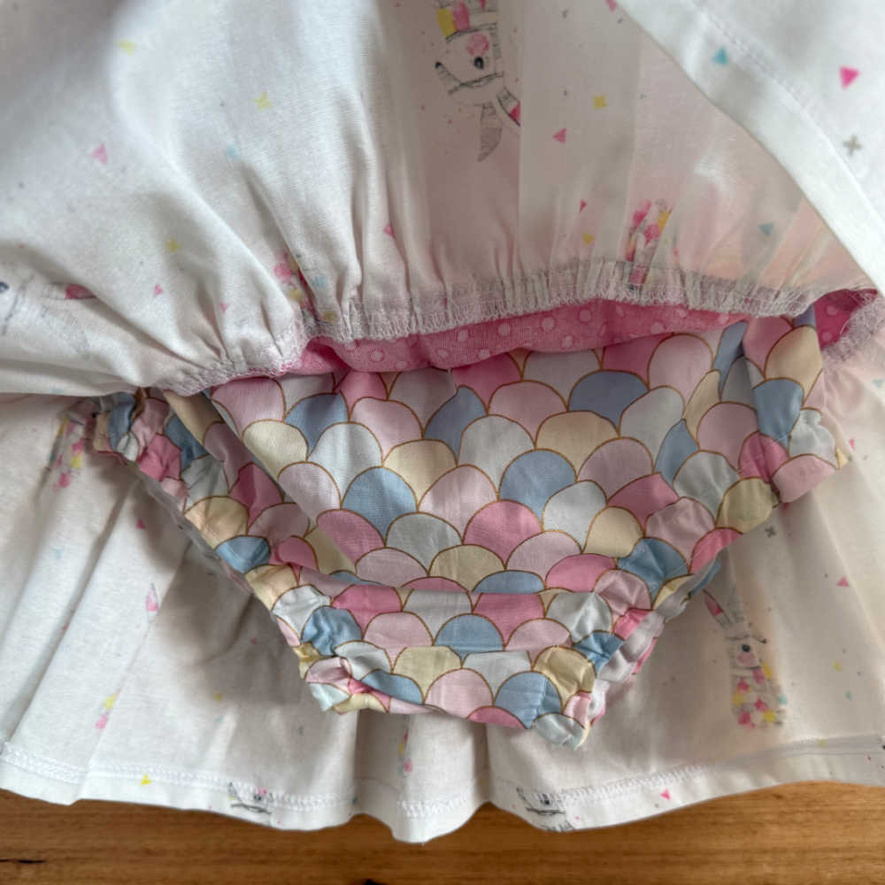 Handmade Baby Skirt with attached Nappy Cover | Bib | Size 6mths
