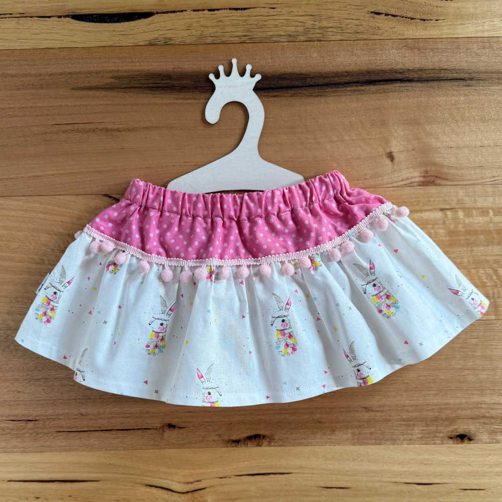 Handmade Baby Skirt with attached Nappy Cover | Bib | Size 6mths