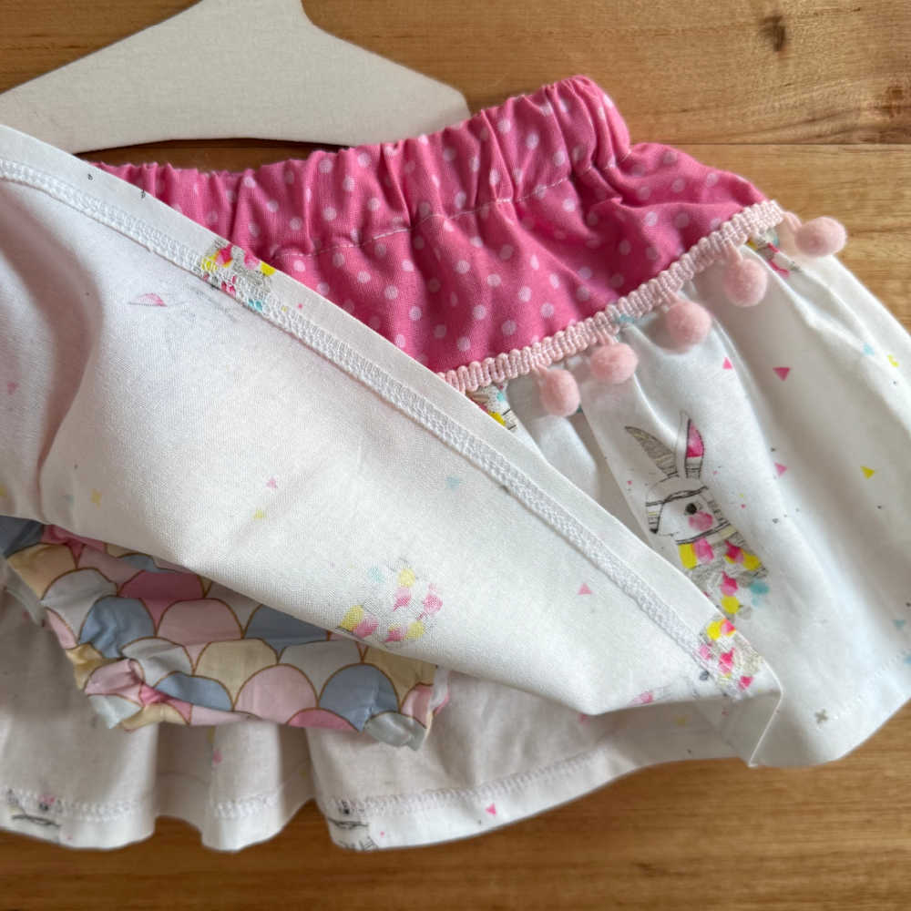 Handmade Baby Skirt with attached Nappy Cover | Bib | Size 6mths