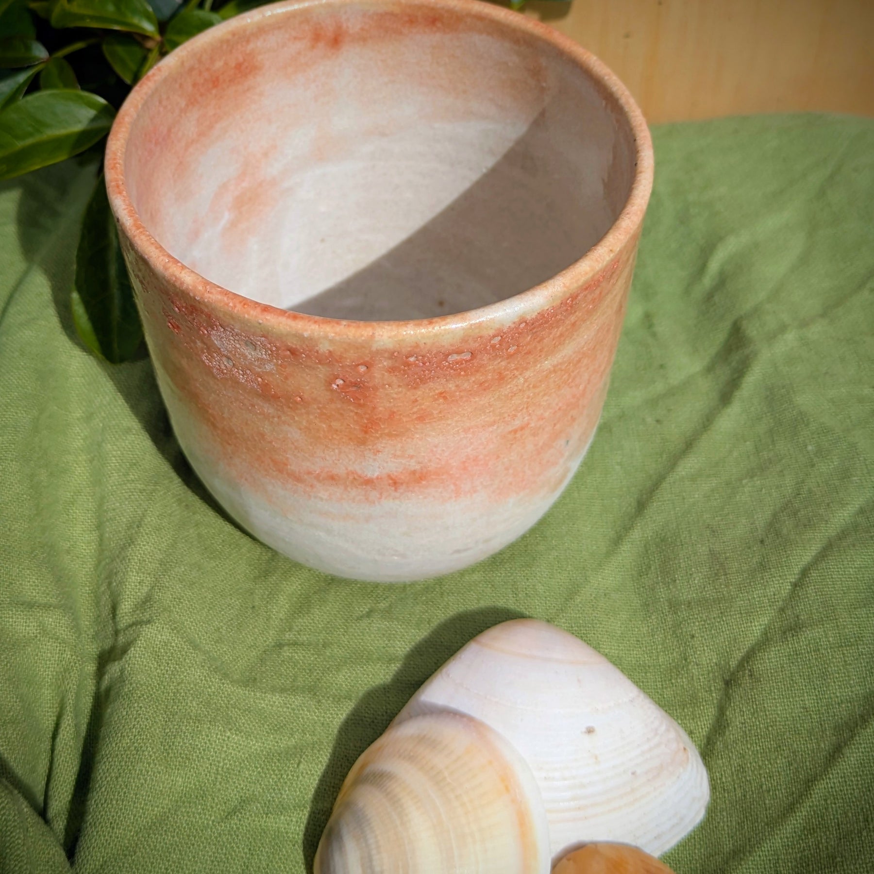 Amber and white cup