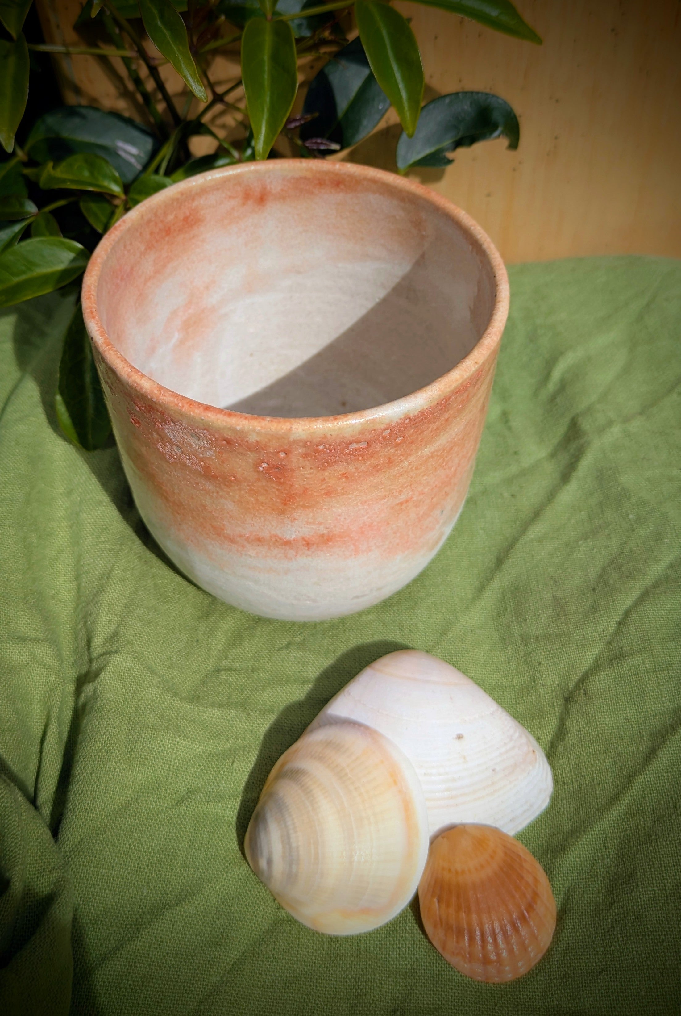 Amber and white cup