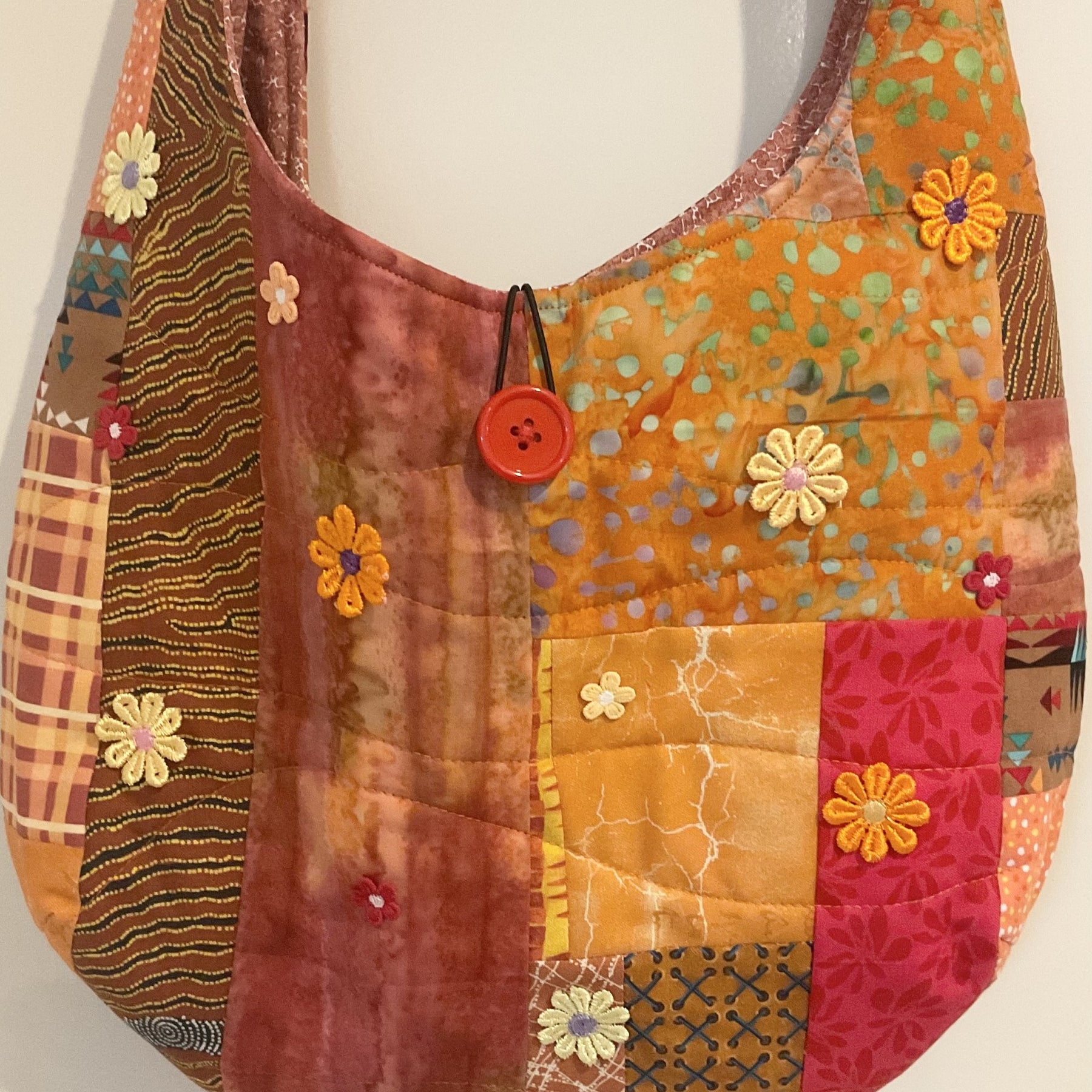 Patchwork Slouchy Shoulder Bag Autumn  Tones