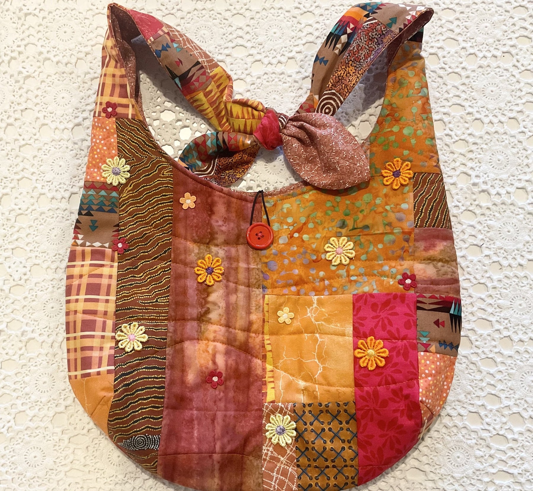 Patchwork Slouchy Shoulder Bag Autumn  Tones