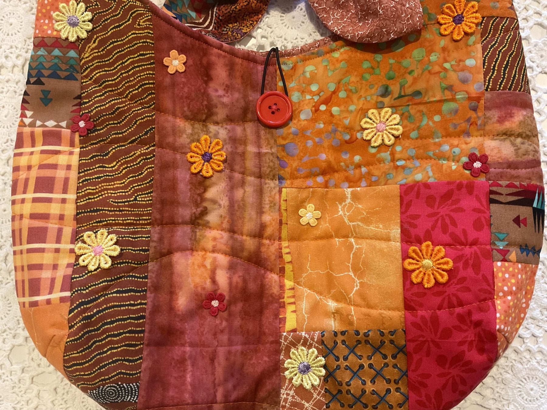 Patchwork Slouchy Shoulder Bag Autumn  Tones