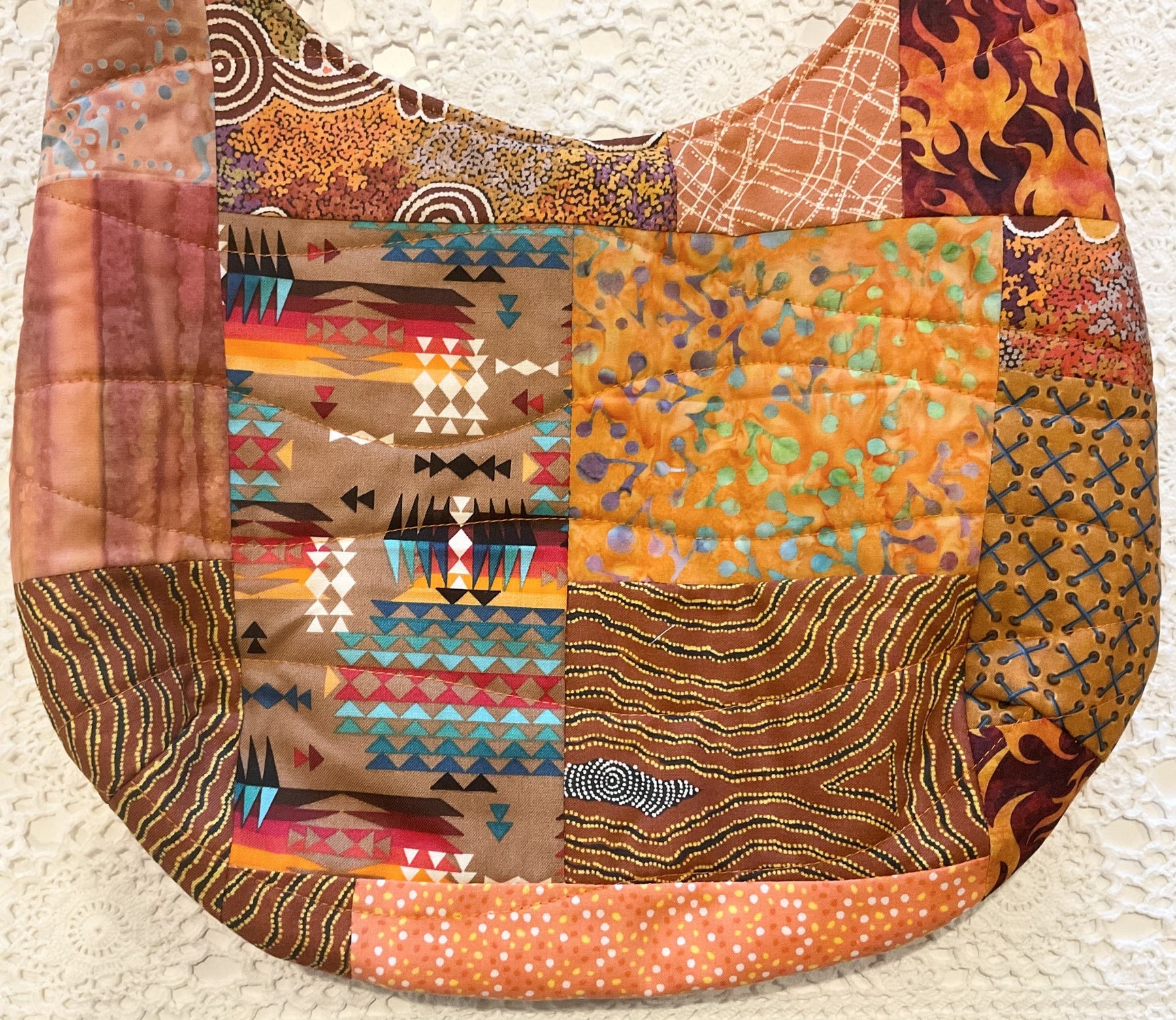 Patchwork Slouchy Shoulder Bag Autumn  Tones