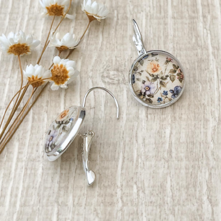 Dancing Violets and Purple Florals Handmade Earrings • Romantic Vintage Charm