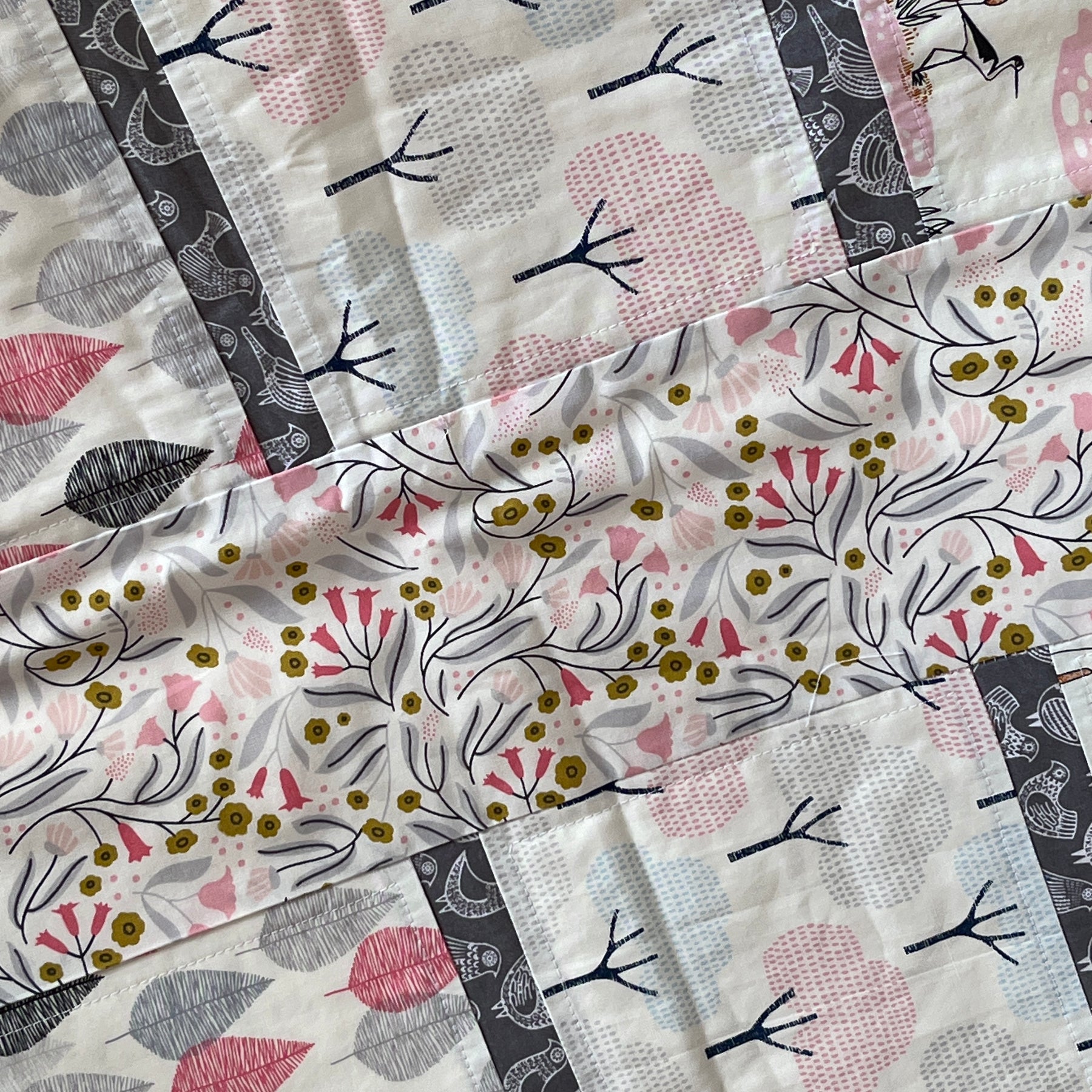 Handmade Organic Fabric Tummy Time Mat | Pink and Grey