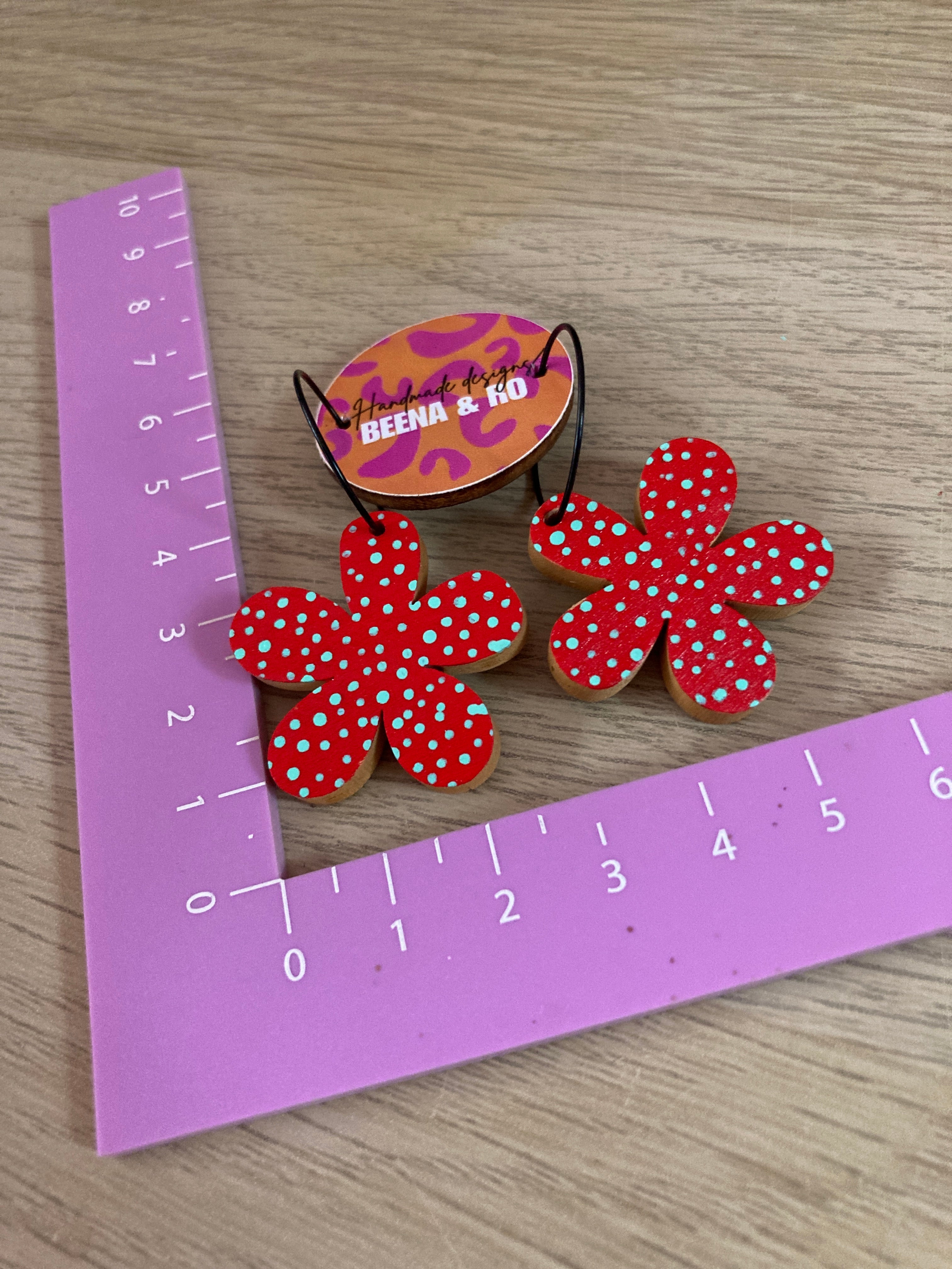 Handpainted flower earrings