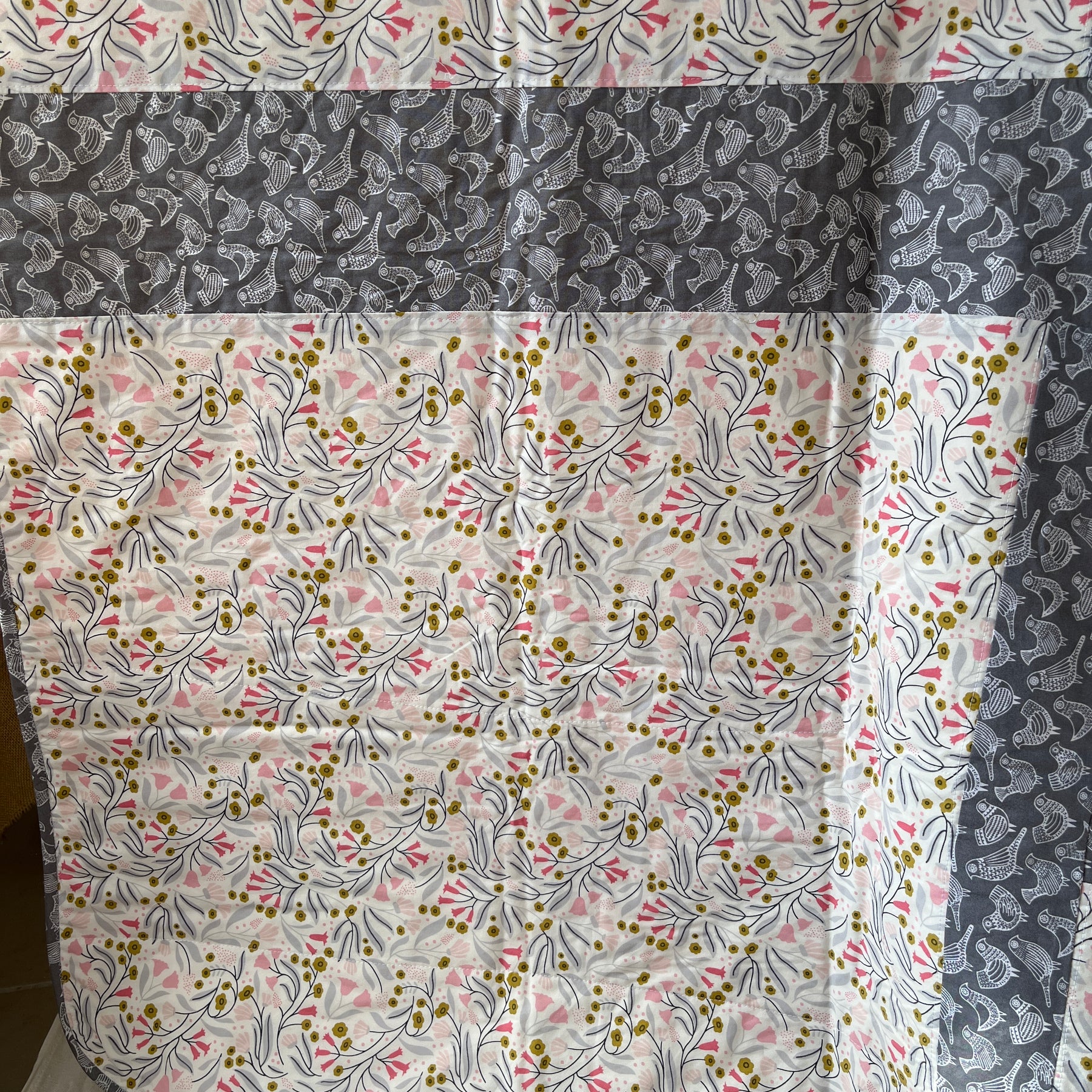 Handmade Organic Fabric Tummy Time Mat | Pink and Grey