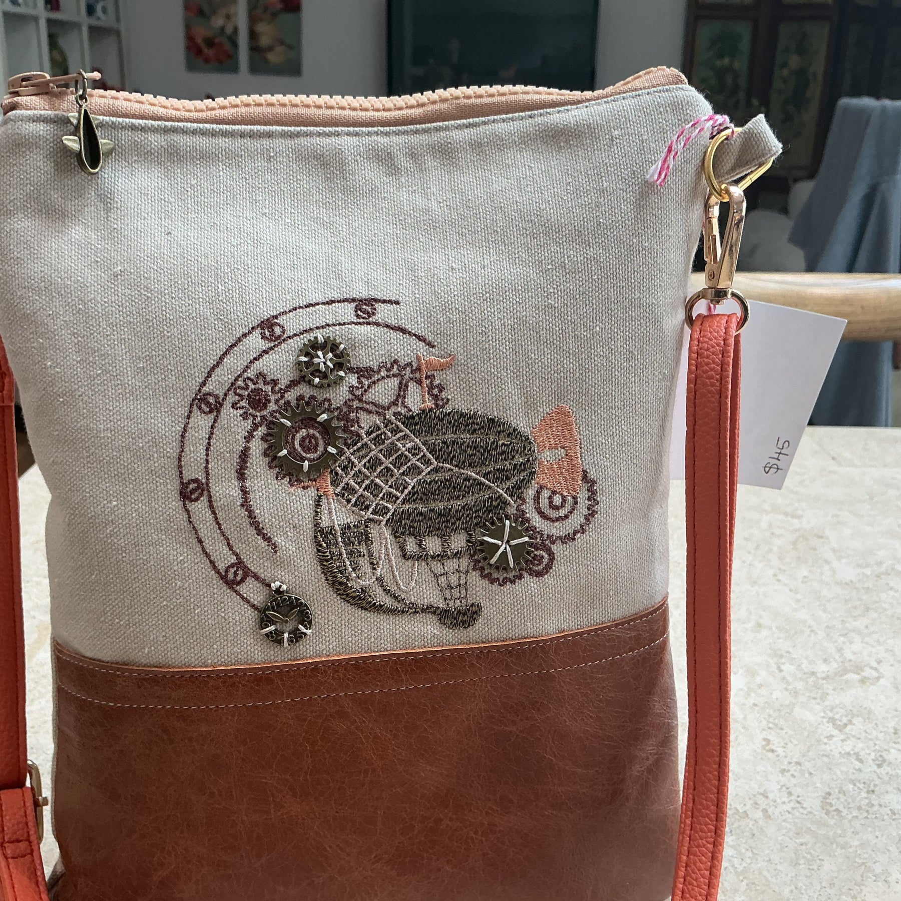 Steampunk crossover body bag leather bottom