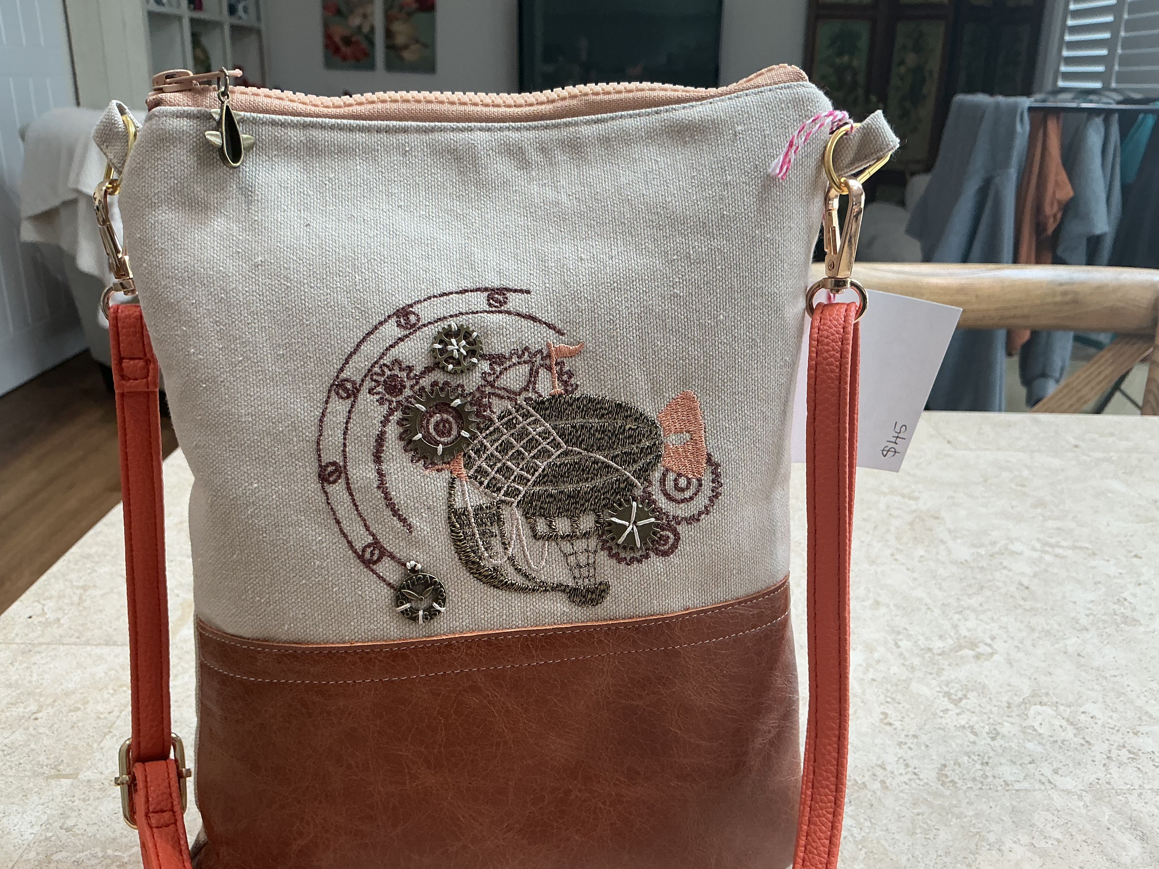 Steampunk crossover body bag leather bottom