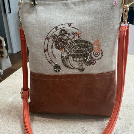 Steampunk crossover body bag leather bottom