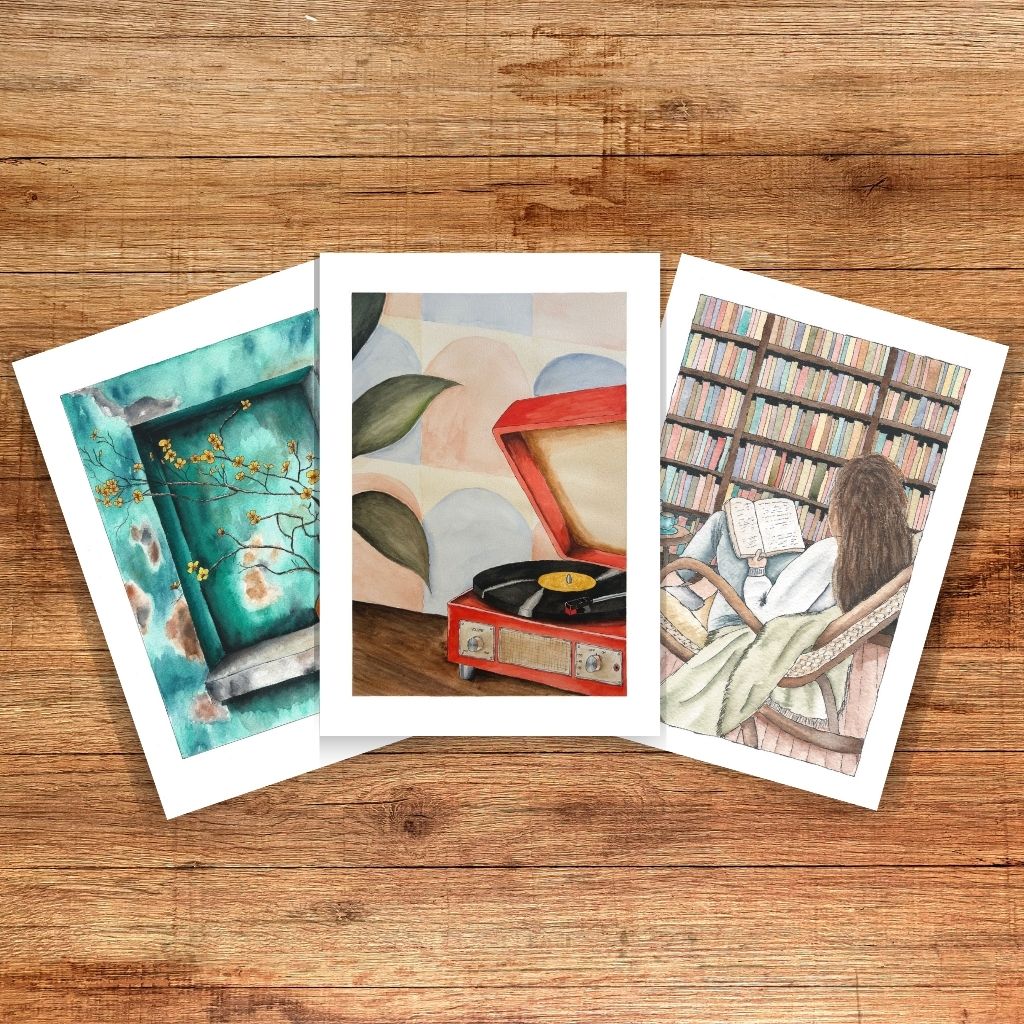 Set of 3 Artist Greeting Cards – Choose Your Own