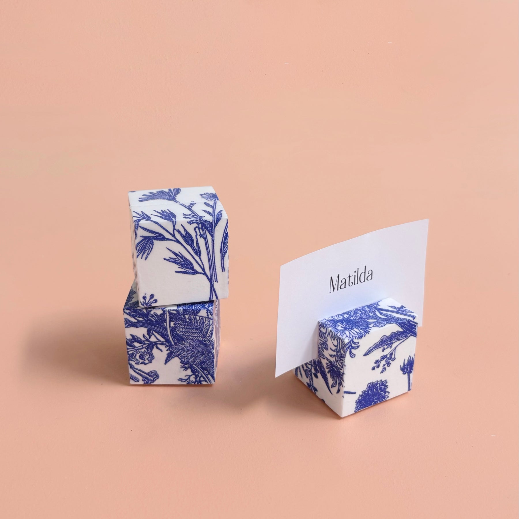 Decoupaged Art Cube Place Card Holder / photo holder