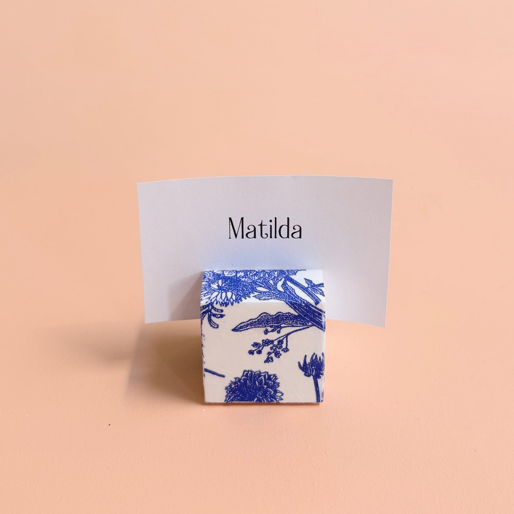 Decoupaged Art Cube Place Card Holder / photo holder