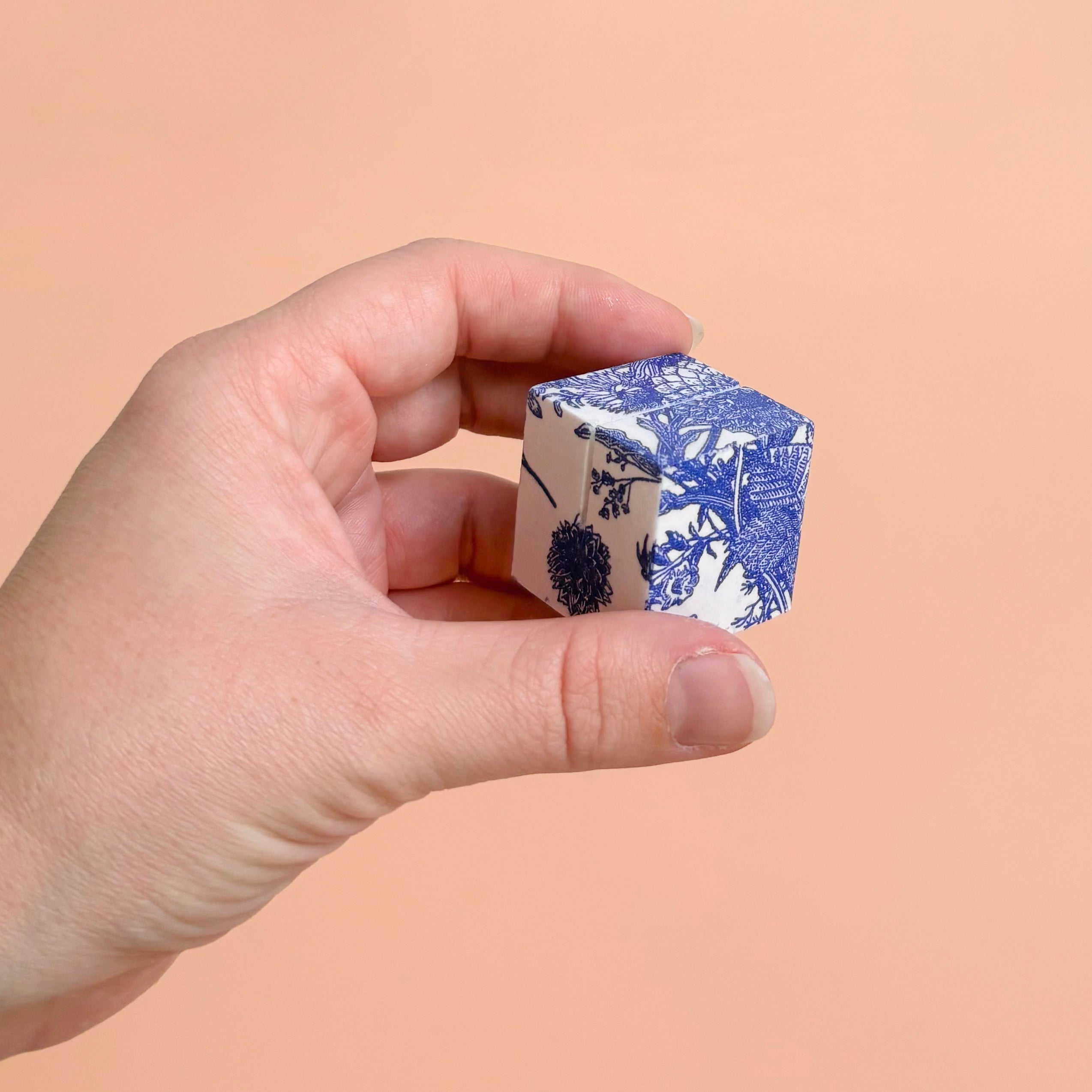 Decoupaged Art Cube Place Card Holder / photo holder