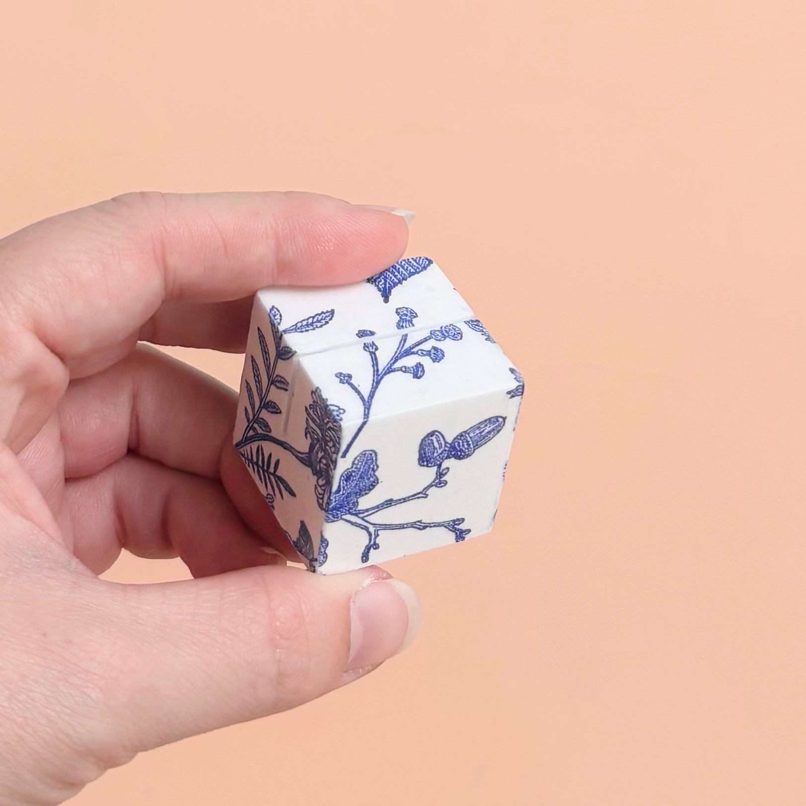 Decoupaged Art Cube Place Card Holder / photo holder