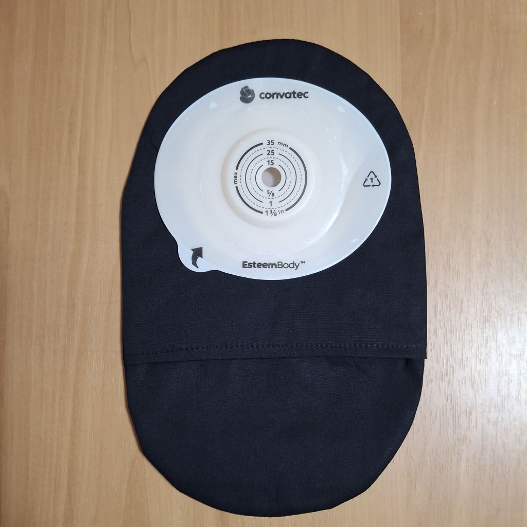 STOMA BAG COVER LARGE BLACK Suitable for Ileostomy, Colostomy, Urostomy