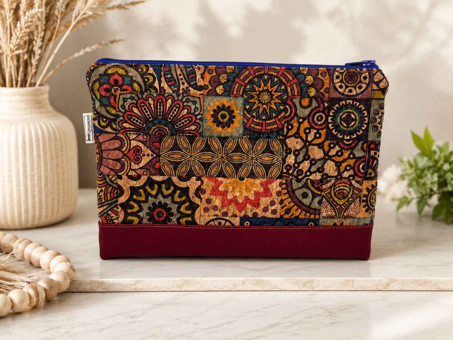 Handmade Statement Pouch - One of a Kind - Earthy Mandala Inspired