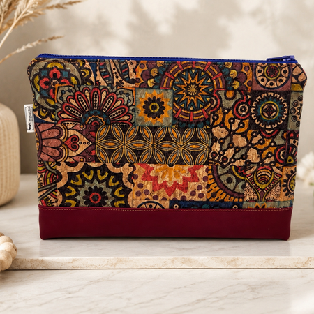Handmade Statement Pouch - One of a Kind - Earthy Mandala Inspired