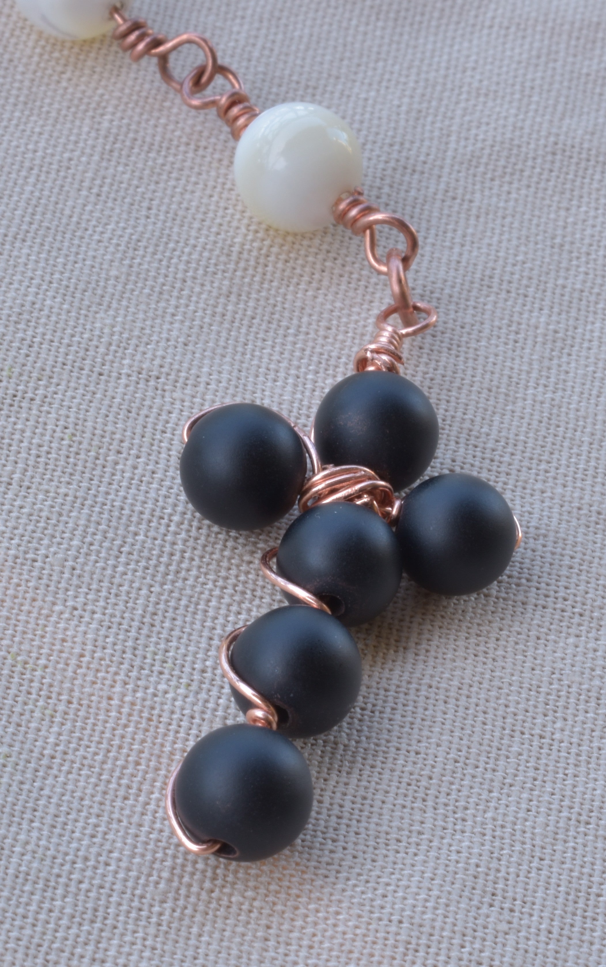 Stillness — Handcrafted Rosary in Mother of Pearl & Onyx