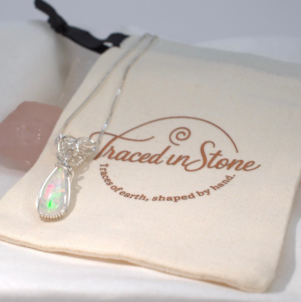 Silent Flame — Ethiopian Opal Wire Wrapped Pendant