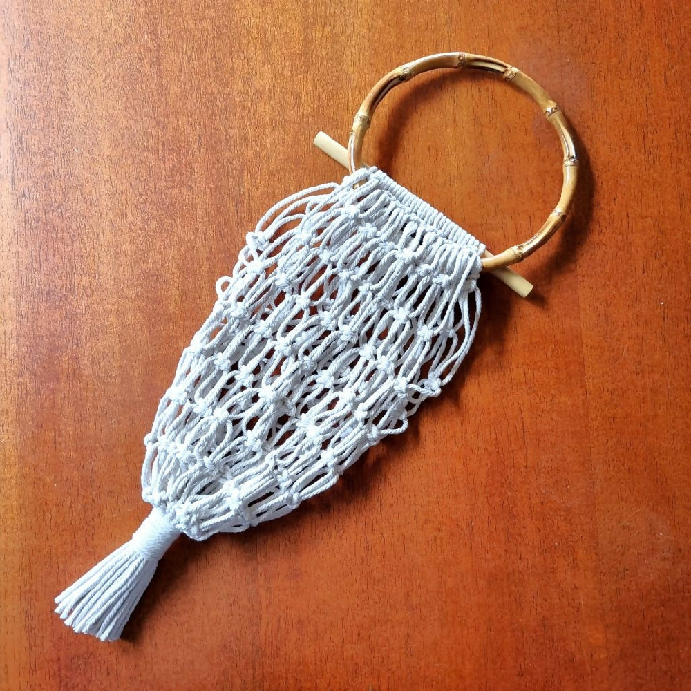 Hanging Fruit Basket Natural Cane flat