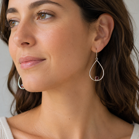 Hand-Crafted Sterling Silver Teardrop Earrings with Cubic Zircona