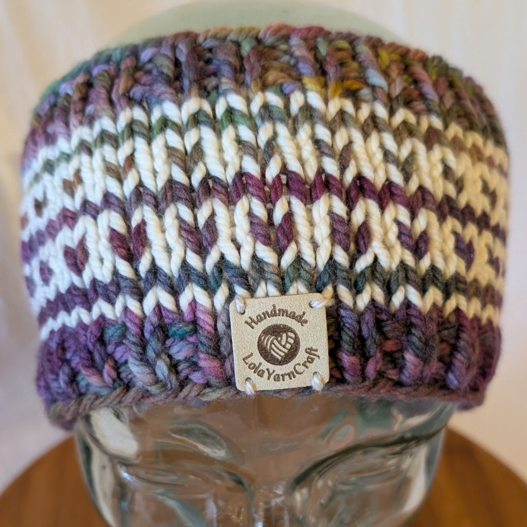 Malabrigo Chunky, Speranza Headband, ear warmers, heart pattern, Merino Wool