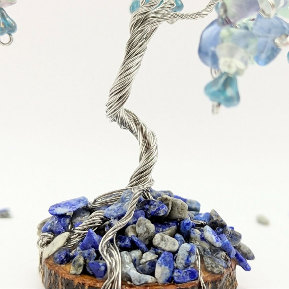 Gemstone tree ~ spiritual connection ~ rainbow fluorite & amethyst & lapis lazuli
