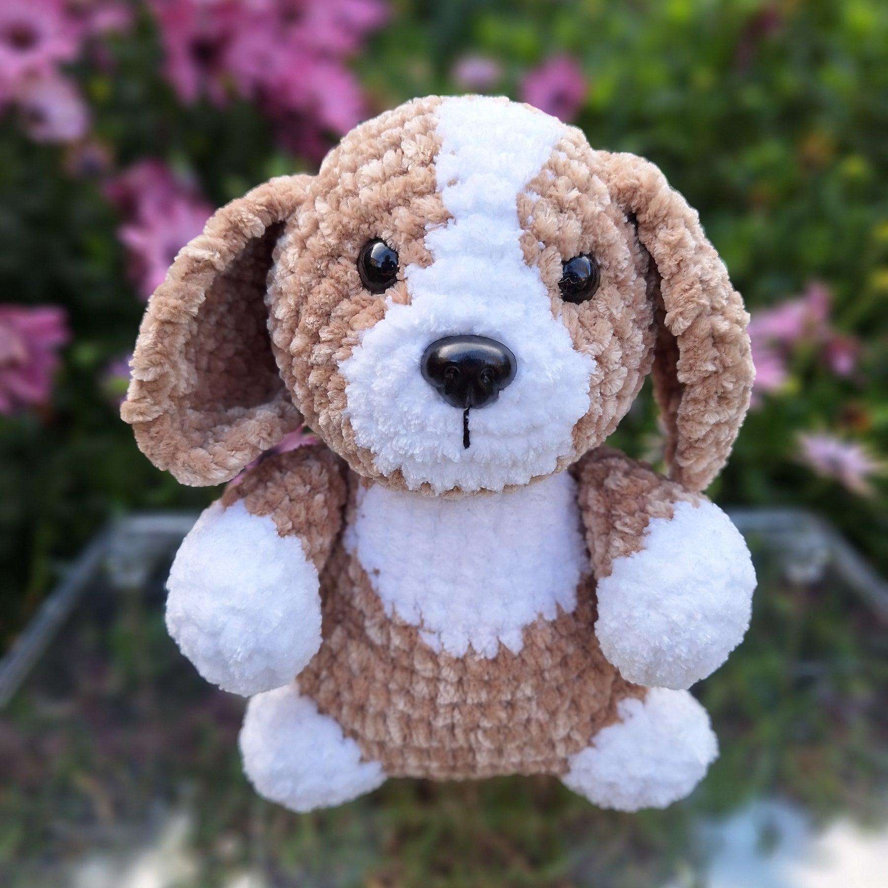 Crocheted Velvet Toy Dog – Soft & Cuddly Handmade Plush