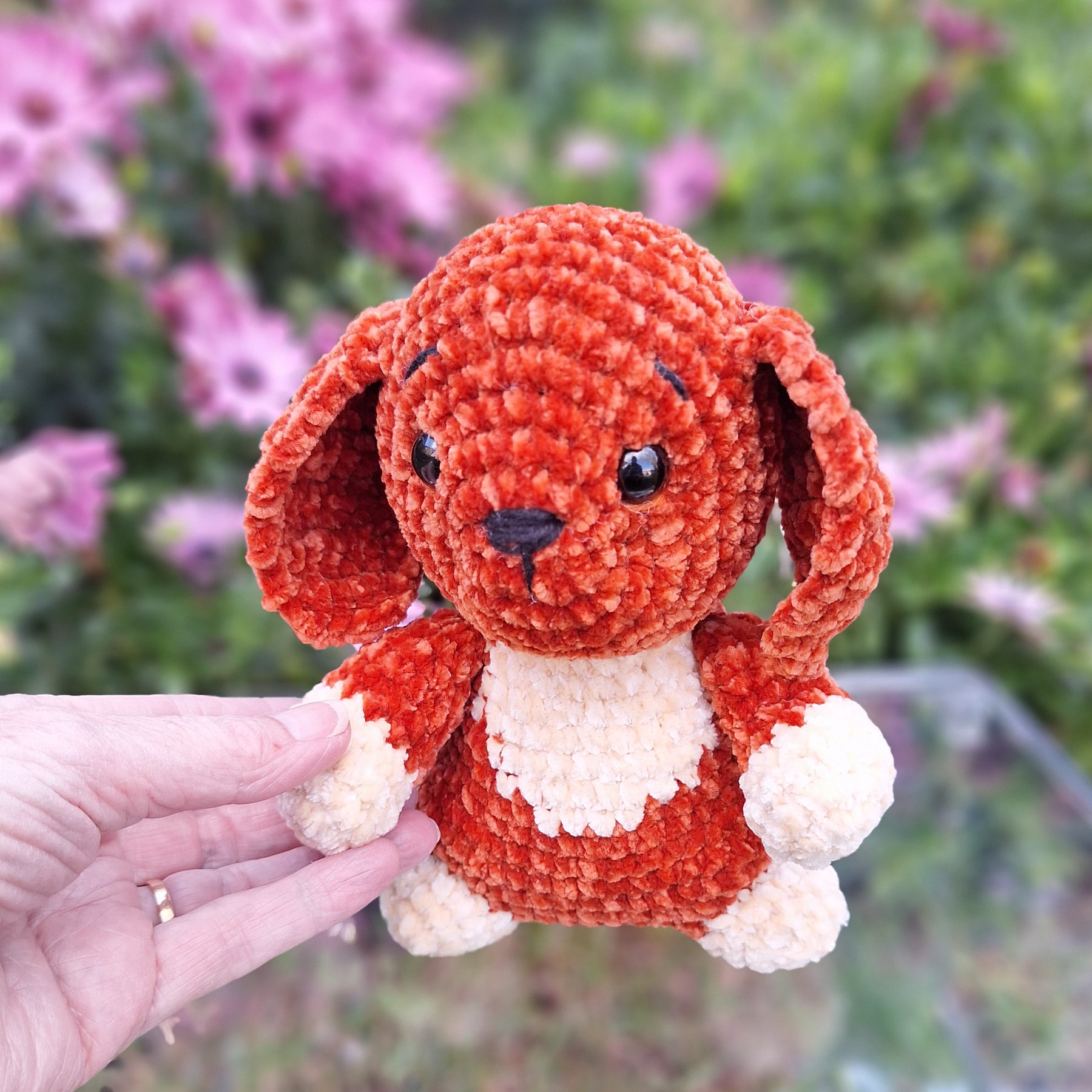 Crocheted Velvet Toy Dog – Soft & Cuddly Handmade Plush