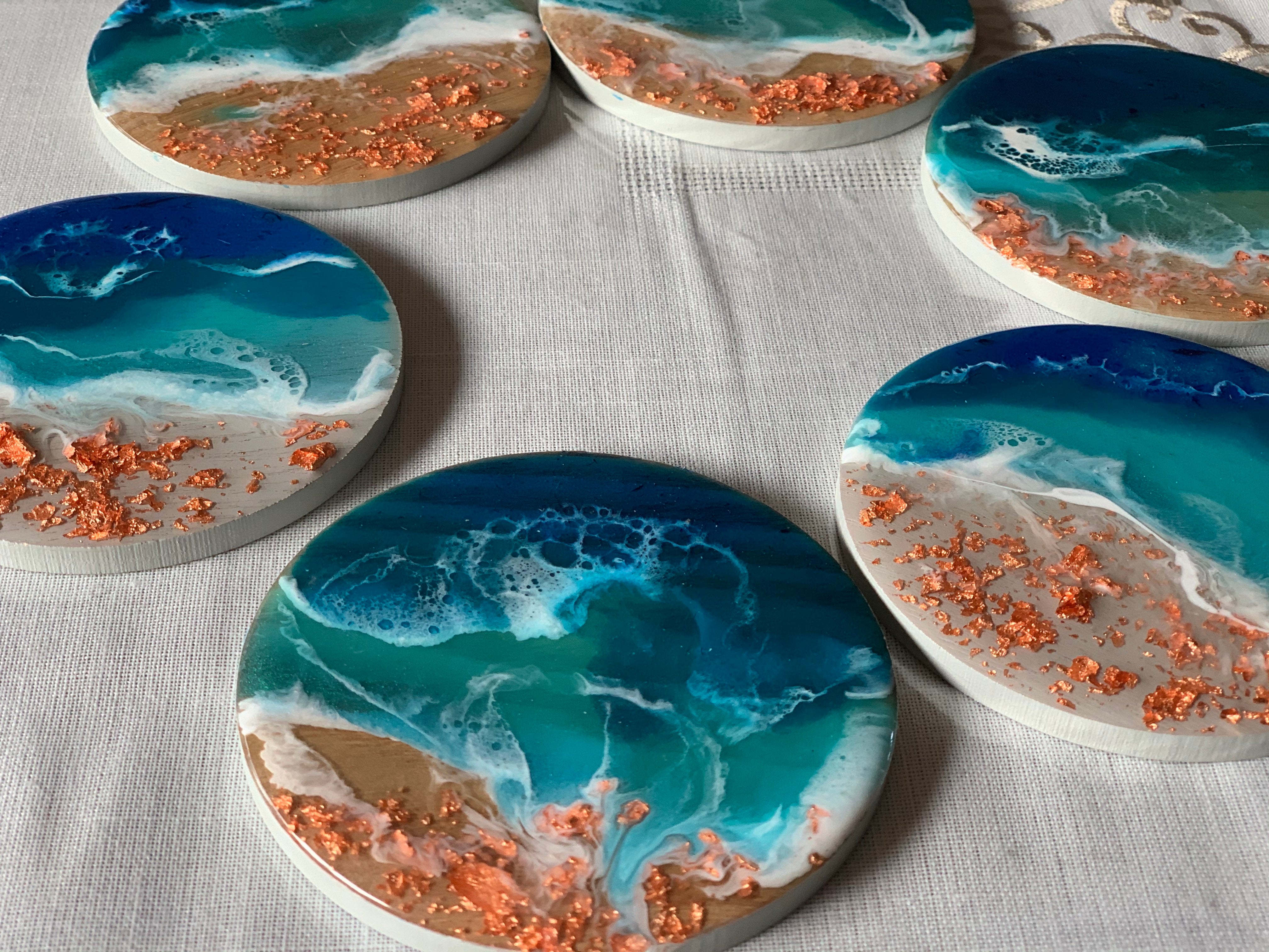 Coasters | coastal love | beach beauty | resin coasters | oceans | gift for her | gift ideas