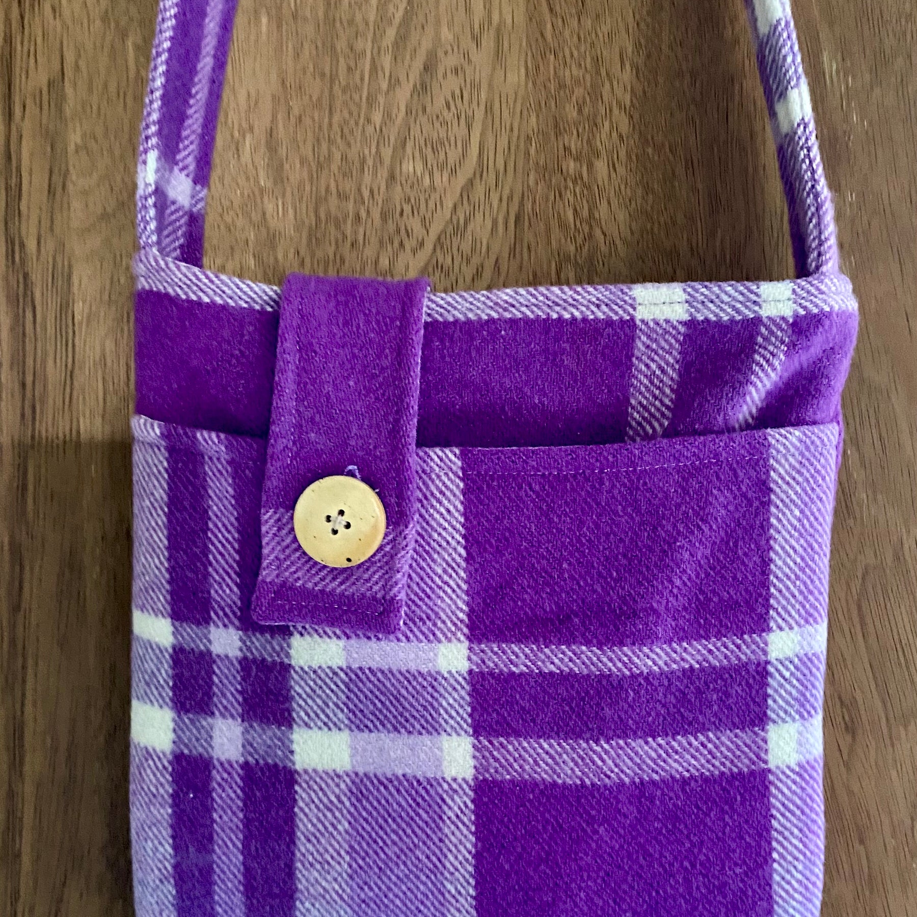 Upcycled Woollen Blanket - Cross Body Bag - Purple