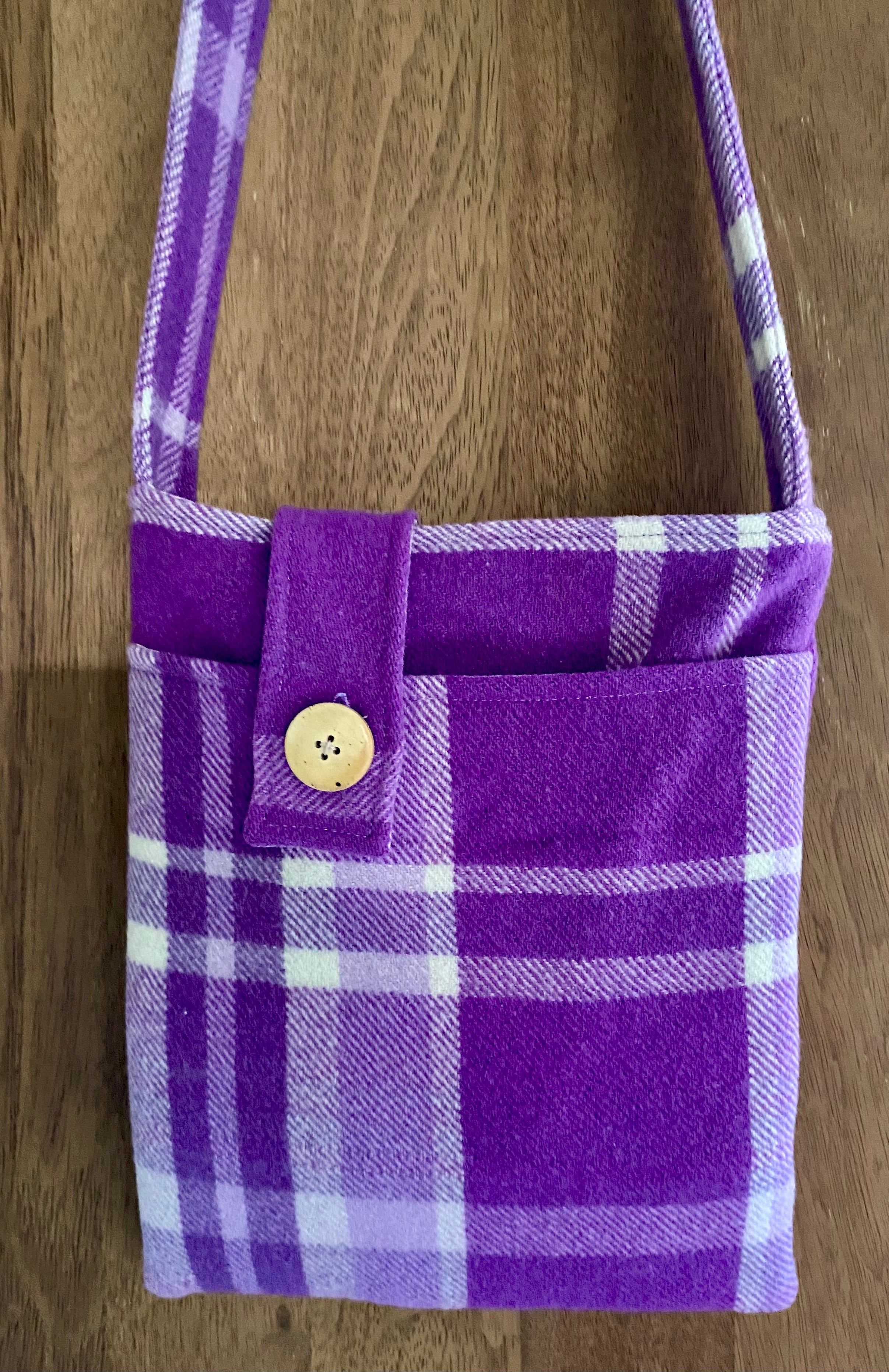 Upcycled Woollen Blanket - Cross Body Bag - Purple