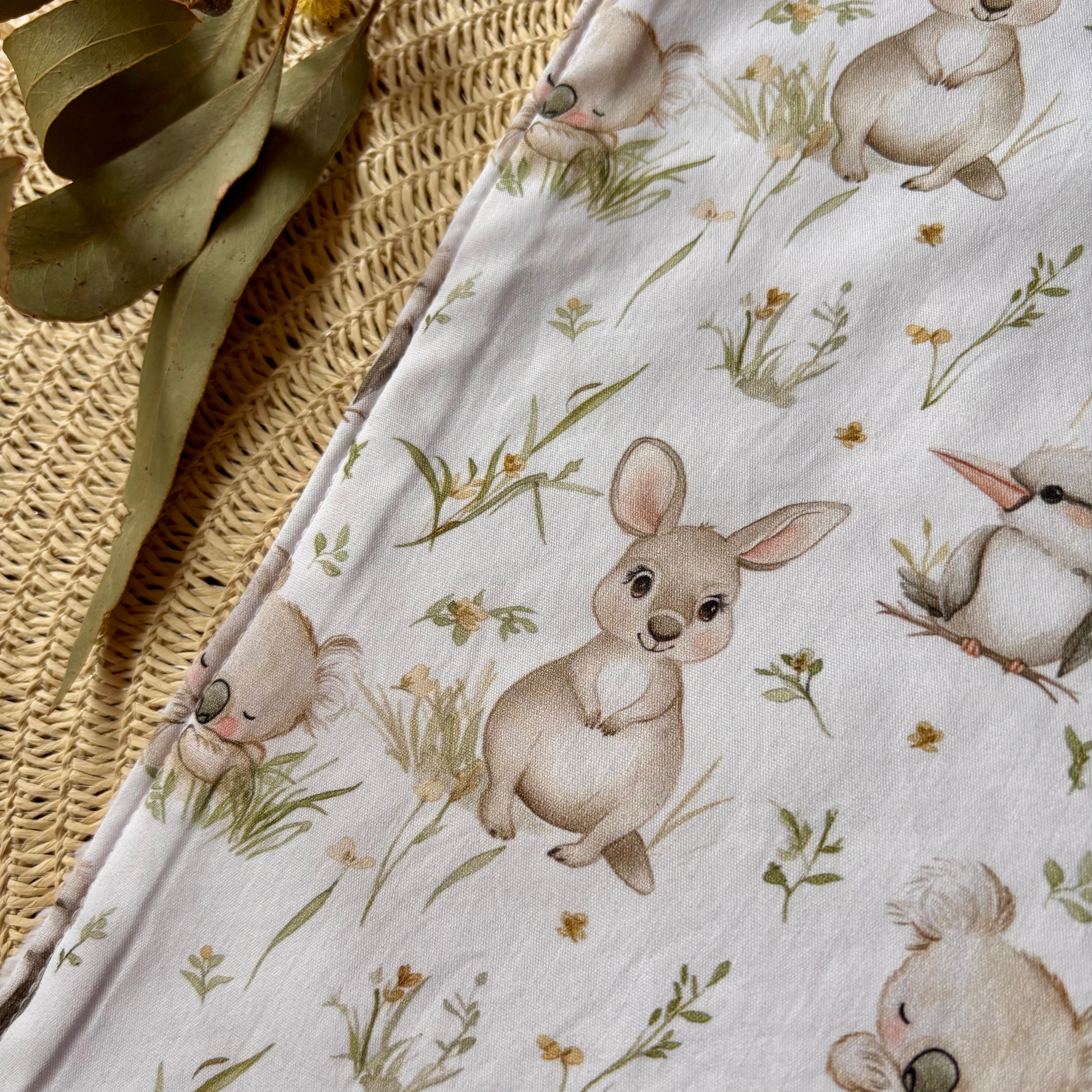Baby Bib and Burp Cloth Set | Kangaroo Fields | Ready to Ship