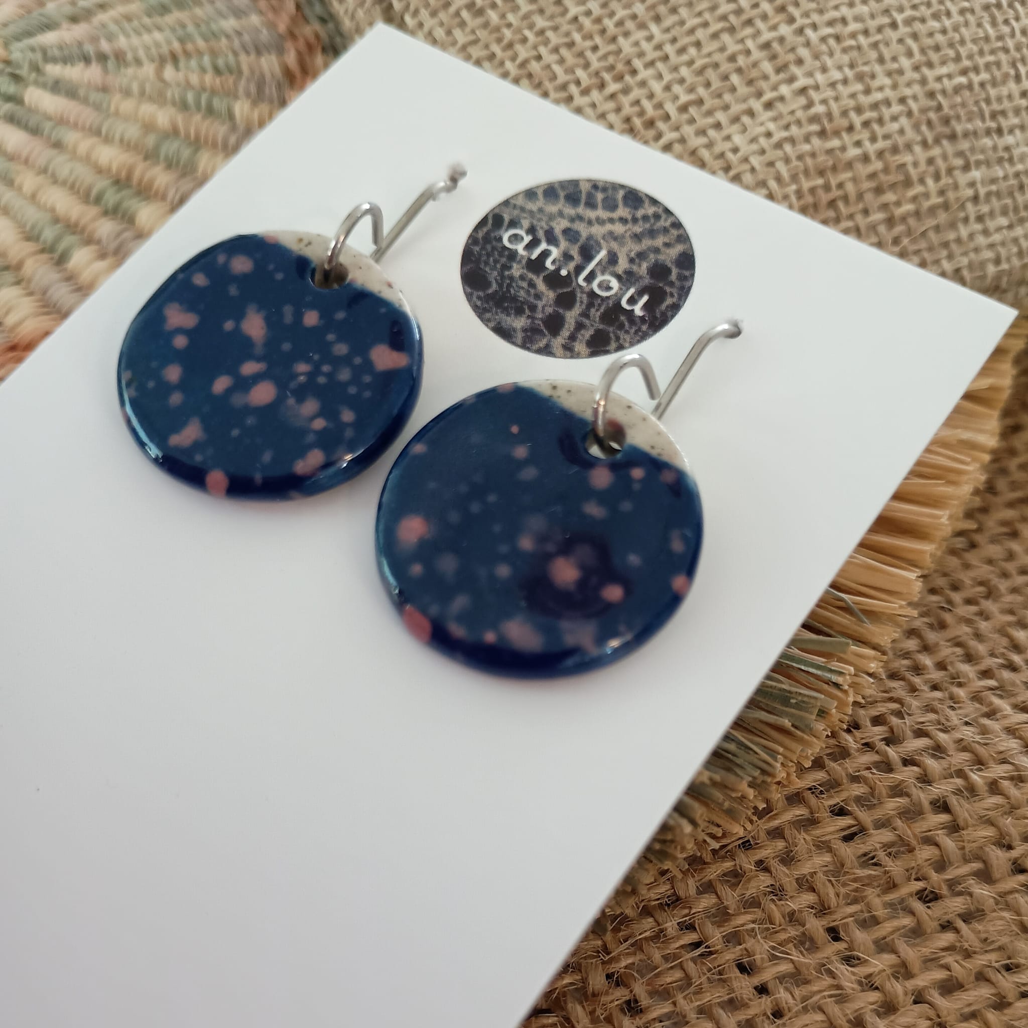 Medium Blue Drops with Pink Flecks