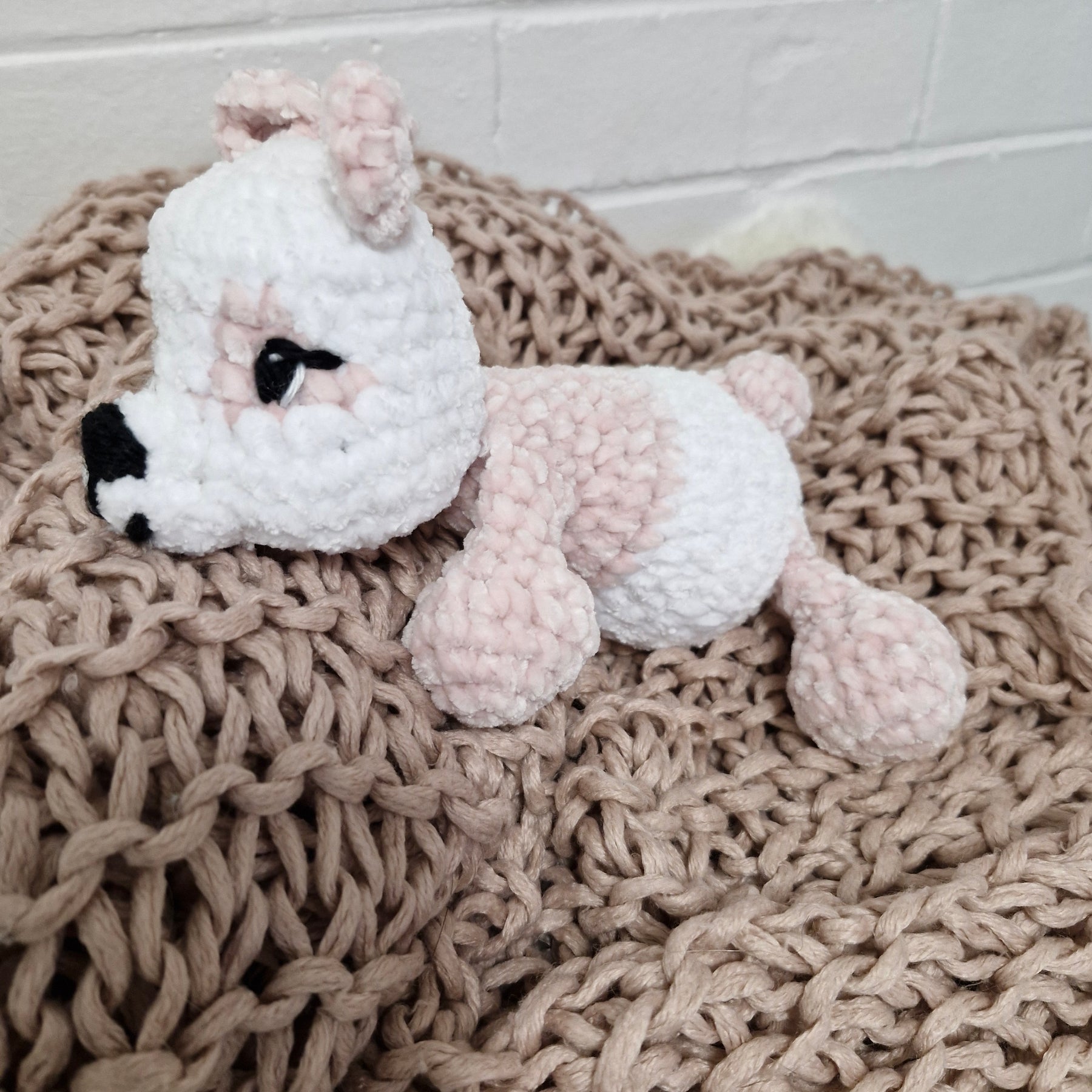 Handmade crochet Cutest little Sleepy Bear- Pink and White