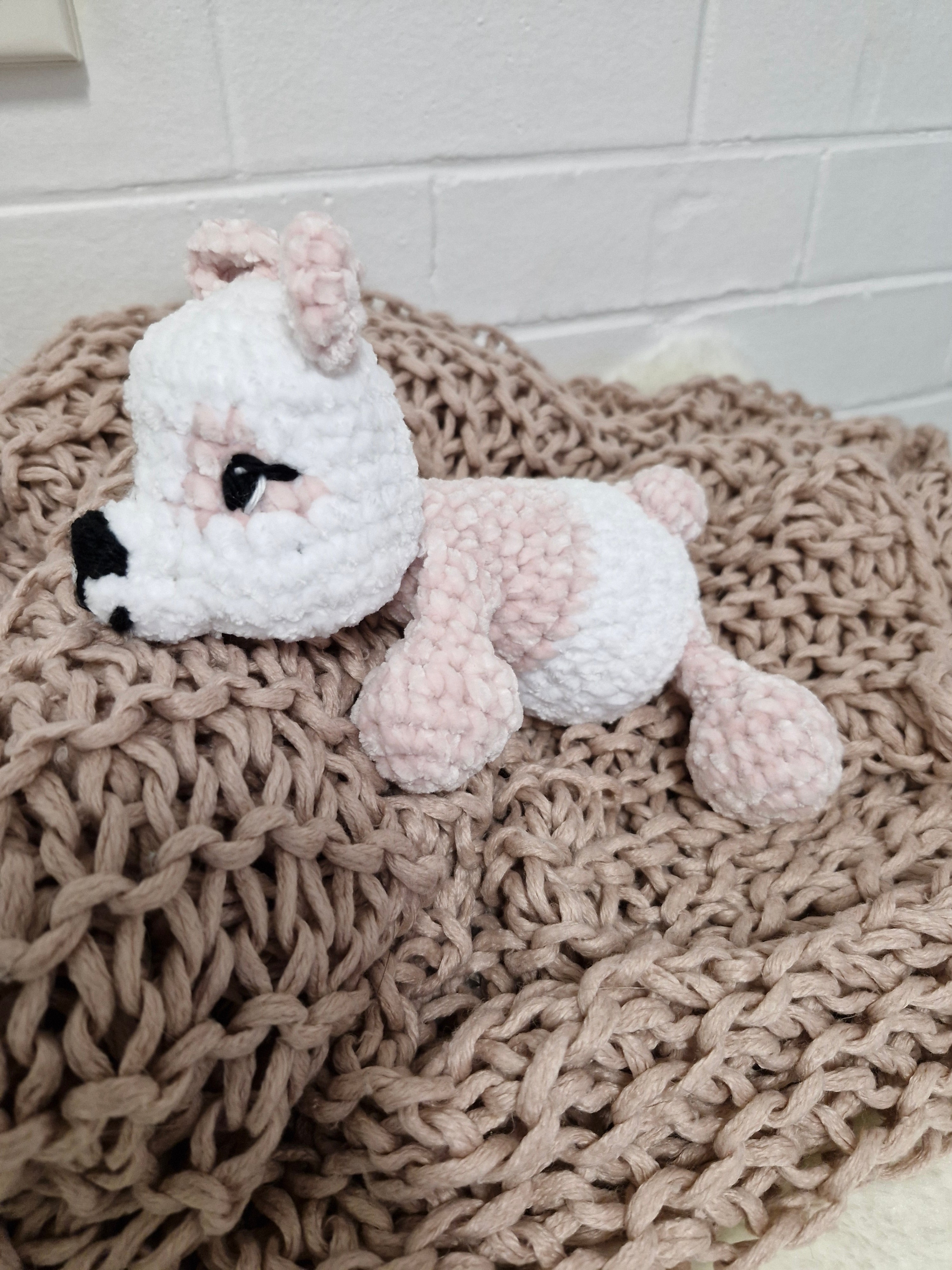 Handmade crochet Cutest little Sleepy Bear- Pink and White