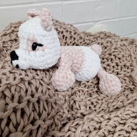 Handmade crochet Cutest little Sleepy Bear- Pink and White