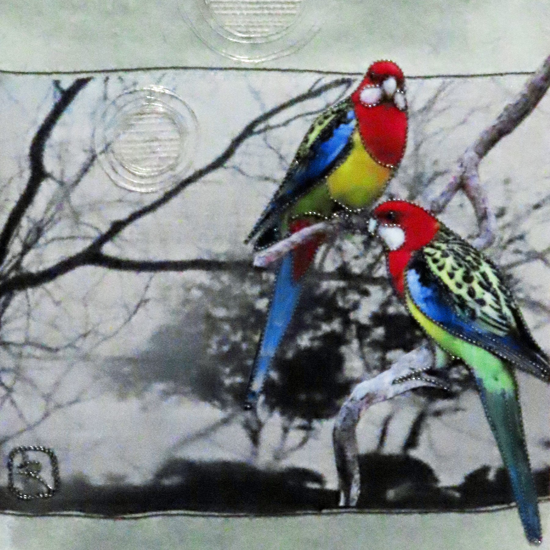 Unframed Collage Art - Eastern Rosellas