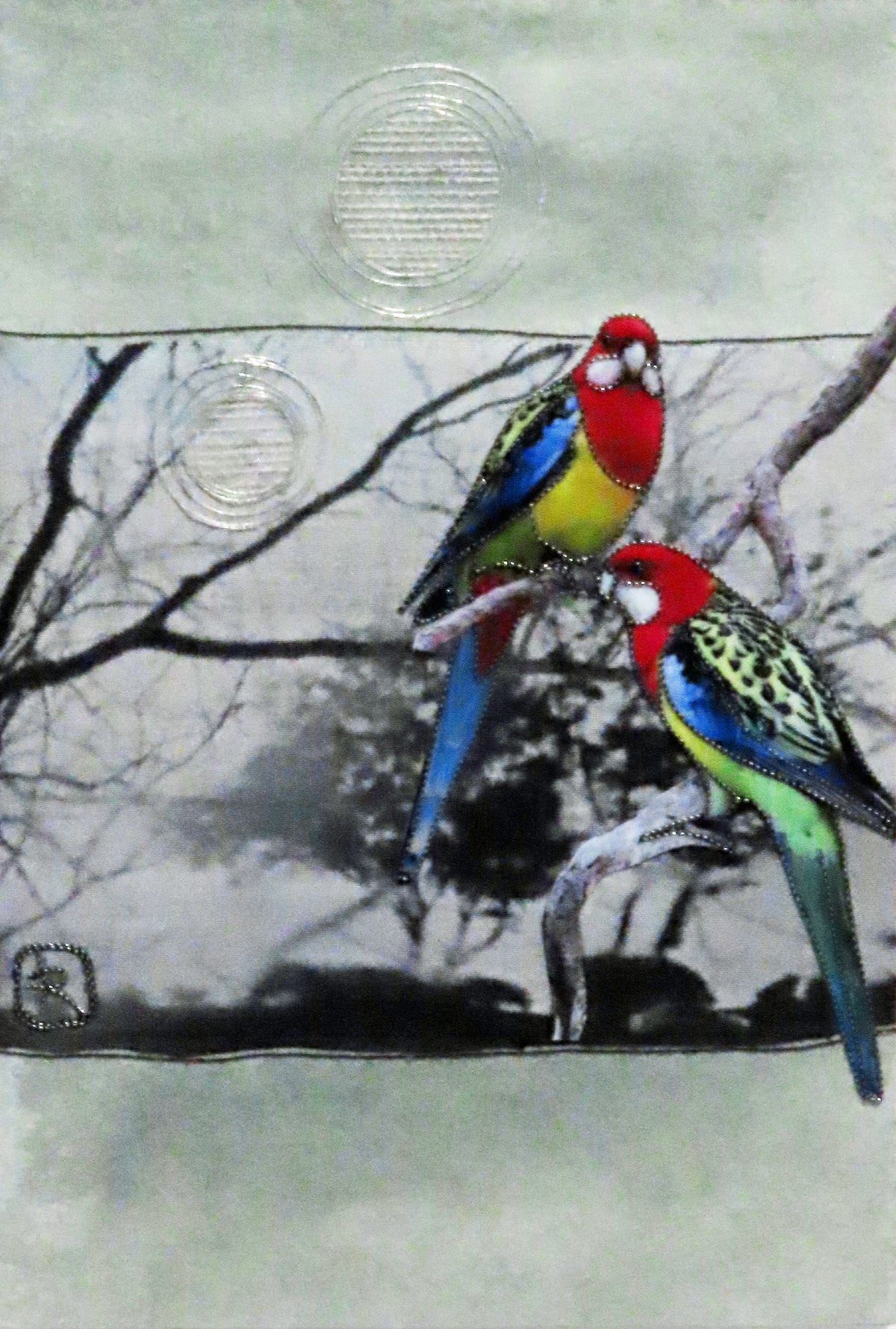 Unframed Collage Art - Eastern Rosellas
